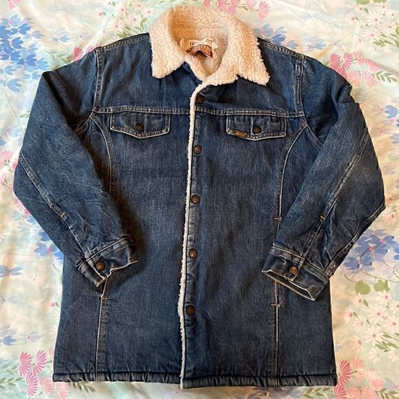Vintage (Sears) Denim Sherpa Roebucks Western Wear Jacket 38 - Picture 1 of 15
